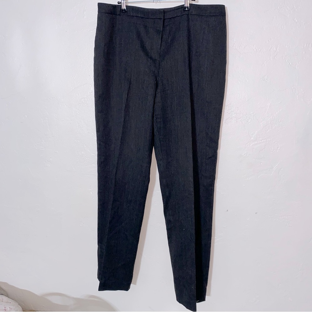 100% Wool Fully Lined Vintage Dress Pants Straight Leg Mid Rise Charcoal EUC